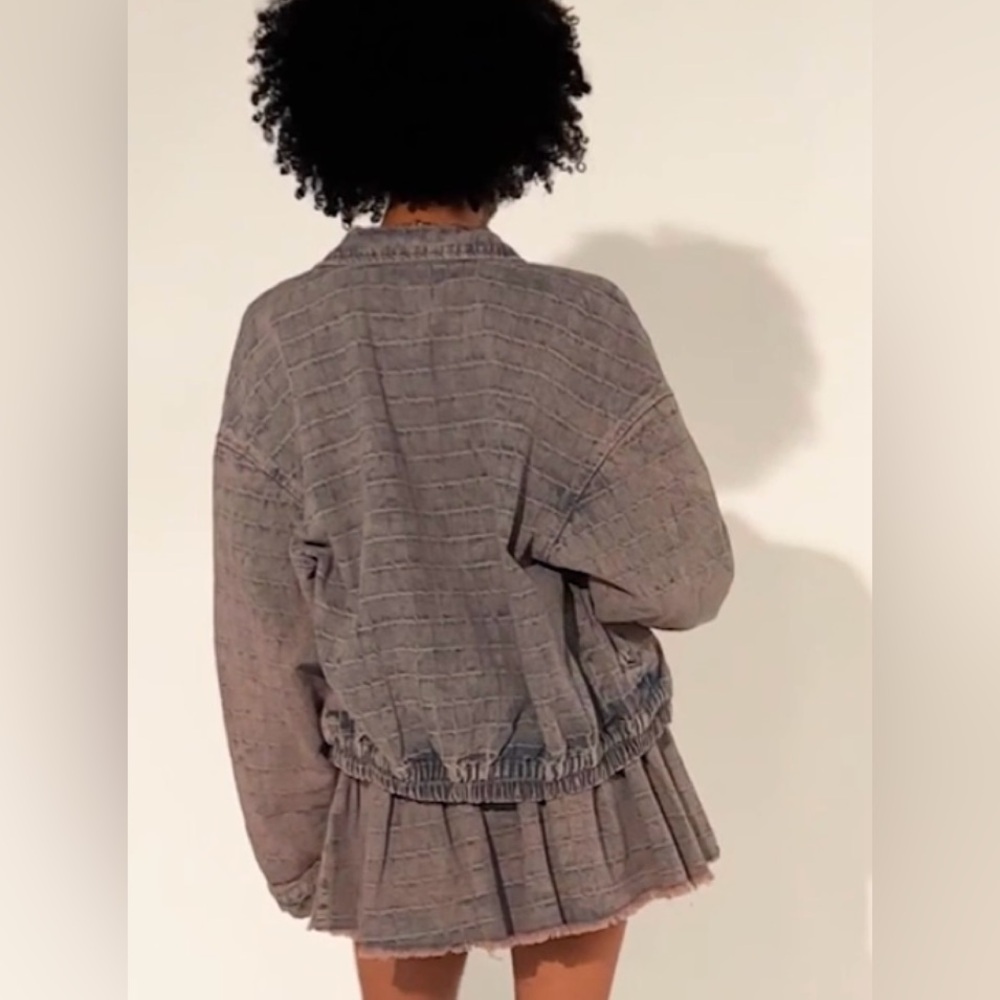 New no tags AKIRA two piece skirt denim faded purple set size L - Picture 2 of 2